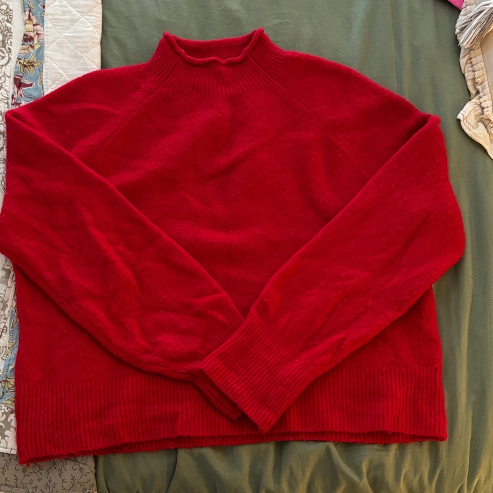J. Crew Vibrant Red Roll Neck Sweater